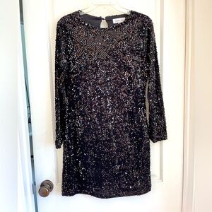 Black Sequen long sleeve dress size L.